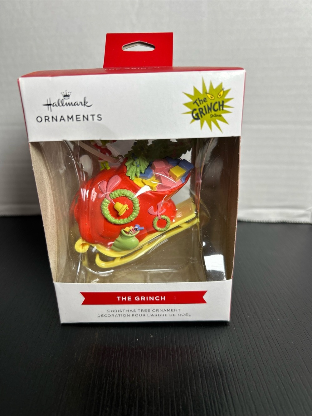 Hallmark The Grinch Red and Yellow Sleigh Ornament